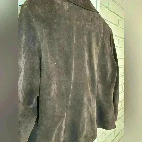 Oscar an Oscar De La Renta Company Brown 100% Suede Ruffle Blazer size 8 - Picture 12 of 13